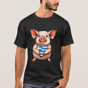 T-shirt Fierté grecque Cœur Porc Racines grecques Grèce he