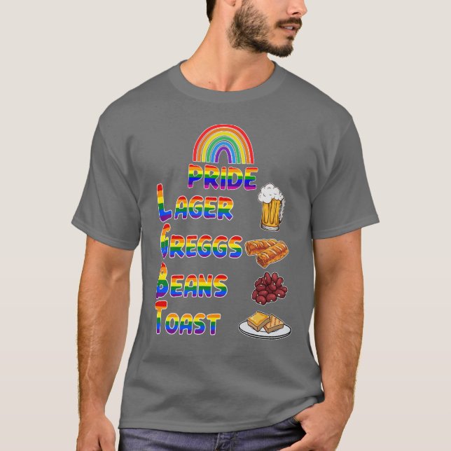 T-shirt Fierté Lager Greggs Haricots Toast Rainbow Couleur (Devant)