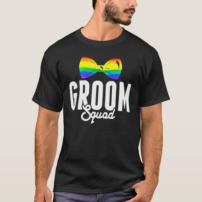 T-shirt Fierté LGBT Équipe du marié Gay Enterrement de vie (Devant)