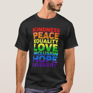 T-shirt Fierté LGBT Gentillesse Paix Égalité Amour Inclusi