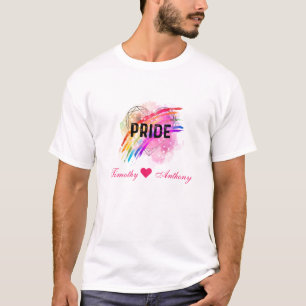 T-shirt Fierté LGBTQ personnalisée Coeur couleur arc-en-ci