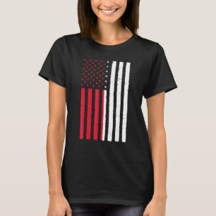 T-shirt Fierté mi-polonaise américaine Drapeau Usa Racines