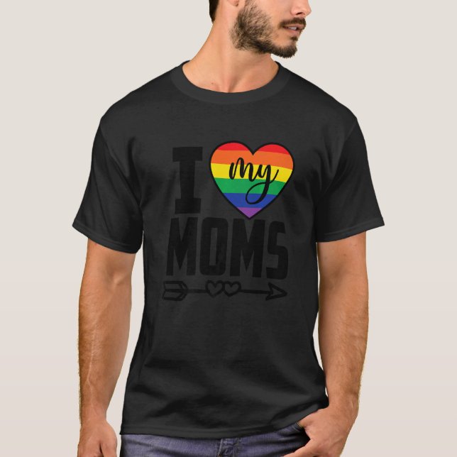 T-shirt Fierté Mois J'Aime Mes Moms Mère Famille Lgbt (Devant)
