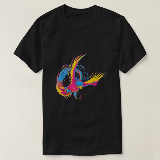 T-shirt Fierté Pansexuelle Phoenix Design Couleurs De PANS (Design devant)