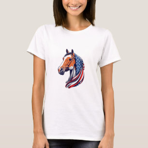 T-shirt Fierté patriotique : Cheval de quartier avec drape