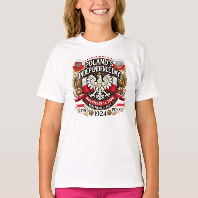 T-shirt Fierté polonaise : Fête de l'Indépendance 2024 ENF (Devant)