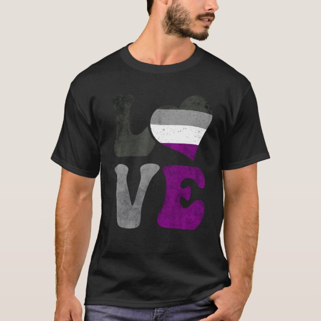 T-shirt Fierté sexuelle Ace Drapeau AMOUR Coeur LGBTQ (Devant)