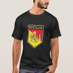 T-shirt Fierté Sicilienne - Drapeau Sicilien Crest Et Shie