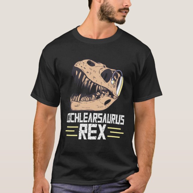 T-shirt Fierté sourde Cochléaire Implant Dinosaur Trex Coc (Devant)