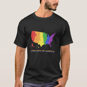T-shirt Fierté United Gays Of America LGBT Rainbow USA Fun