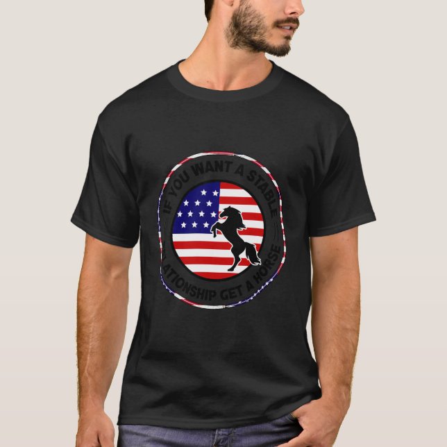 T-shirt Fierté Usa Couleurs Drapeau Cheval Propriétaire Lo (Devant)