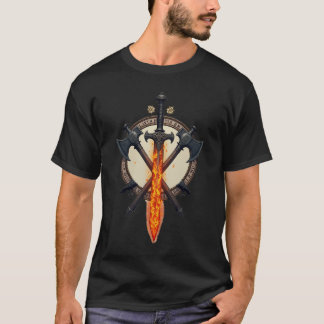 T-shirt Fiery Viking Sword & Axe Emblem