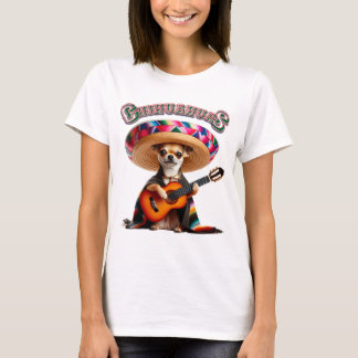 T-shirt Fiesta Chihuahua - Serenade guitare avec Sombrero
