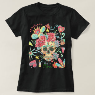 T-shirt Fiesta de crâne de sucre de couleurs