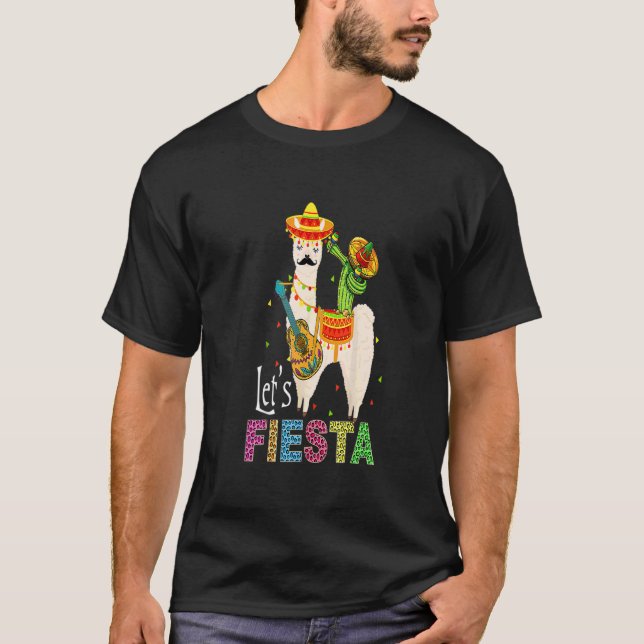 T-shirt Fiesta Llama Cinco De Mayo Cactus Sombrero M (Devant)