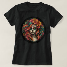 T-shirt Fiesta Skull Women's Tee - Orange & Teal