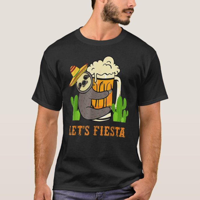 T-shirt Fiesta Sloth Bière Boire Cinco De Mayo Mex (Devant)