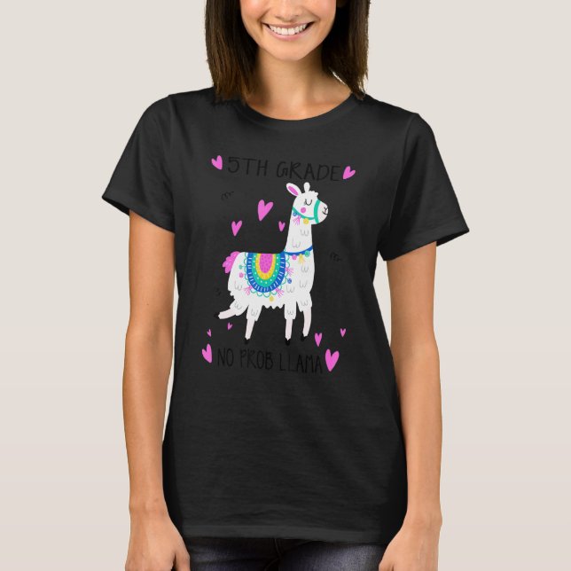 T-shirt Fifth Grade Teacher Back To School No Prob Llama F (Devant)
