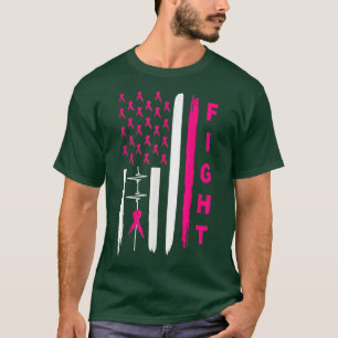 T-shirt Fight Breast Survivor American Flag Cancer du sein