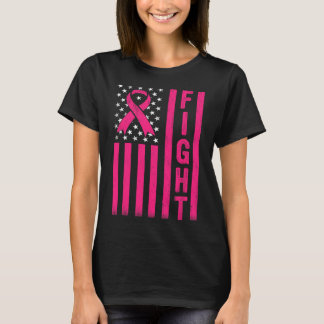 T-shirt Fight Breast Warrier American Flag Cancer du sein 