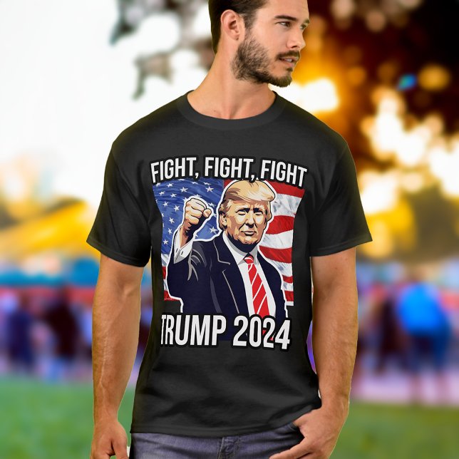 T-shirt Fight Fight Fight Donald Trump 2024 American Flag (donald trump 2024 fight fight fight tshirt)