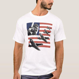 T-shirt Fighter Plane American Flag