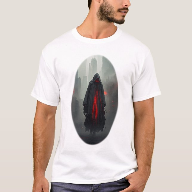 T-shirt Figure à capuchon foncé à Neon City (Devant)