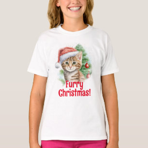 T-shirt Fil de chat de Père Noël personnalisable