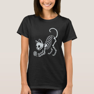 T-shirt Fil de chat mignon squelette Halloween maman papa 