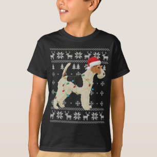 T-shirt Fil Fox Terrier Noël lumières laides Santa Hat D