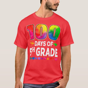 T-shirt Fille 100 Jours De 5E Année Coeur Tie Dye 100e Jou