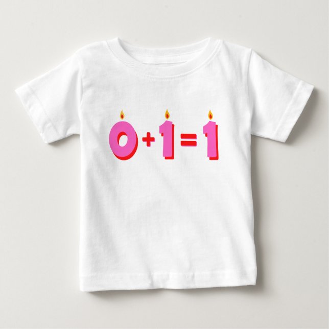 T-shirt fille 1er anniversaire rose (Devant)