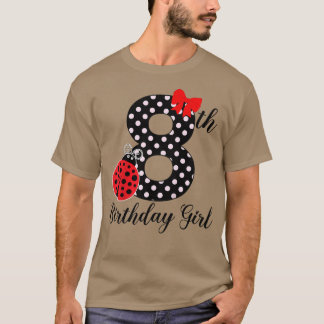 T-shirt Fille 8ème anniversaire 8 ans coccinelle mignonne 
