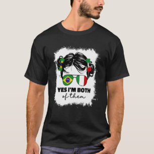 T-shirt Fille à moitié italienne et brésilienne Drapeau Br