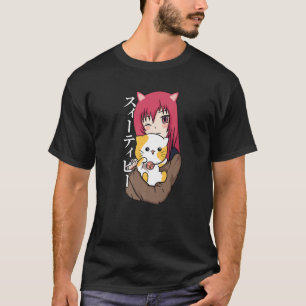 T-shirt Fille Ado Anime - Amoureux des chats - Culture jap