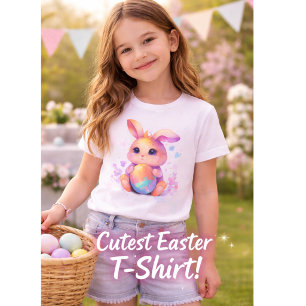 T-shirt fille adorable lapin de Pâques – Rose past