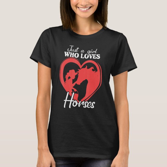 T-shirt Fille Aime Les Chevaux Cheval Équitation (Devant)