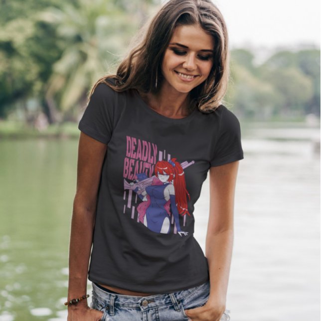 T-shirt Fille Anime Avec Arme (Créateur téléchargé)