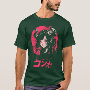 T-shirt Fille Anime Démon Goth Grunge Waifu Horreur Alt Es