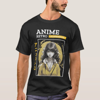 T-shirt Fille anime jaune rétro drôle