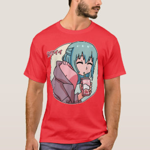T-shirt Fille Anime Kawaii Lait Fraise Manga Japonais O