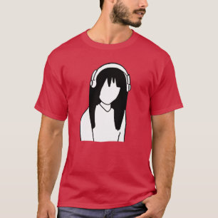 T-shirt Fille anime manga écouteurs amis