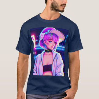 T-shirt Fille Anime Synthwave Esthétique Pastel Fille Anim
