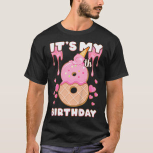 T-shirt Fille Anniversaire 8 Ans Crème Glaciaire C'Est Ma 
