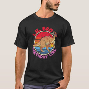 T-shirt Fille Anniversaire I Lil Bro I Parasaurolophus I F