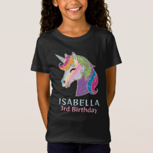 T-Shirt Fille Anniversaire Licorne Lumineuse Personnalisée