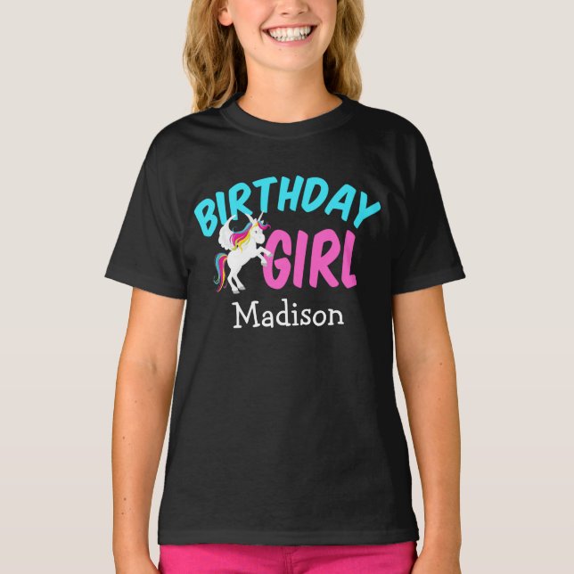 T-shirt Fille Anniversaire Rainbow Unicorn Party Enfants (Devant)