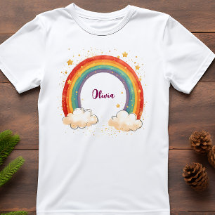 T-shirt fille arc-en-ciel charmant avec étoiles br