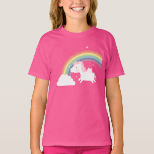 T-shirt Fille Arc-en-Ciel Licorne Volante Mignonne
