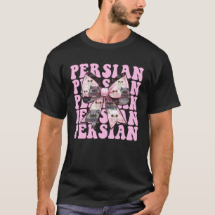 T-shirt Fille au chat persan Maman chat Coquette rose Bow